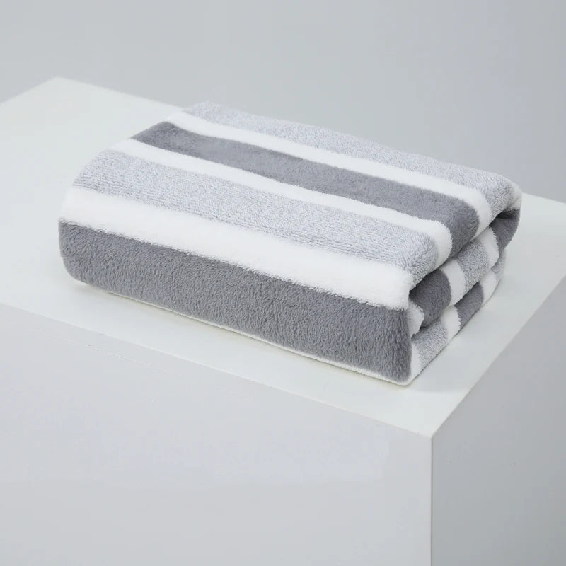 Slique-Cotton-Striped-Towel-Grey